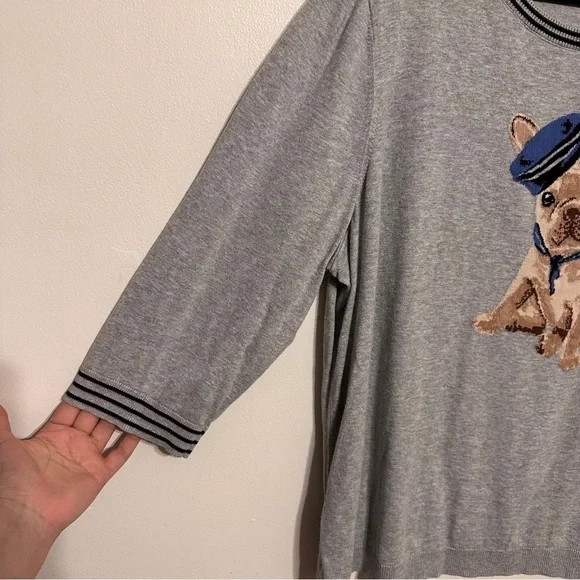 Talbots French Bulldog Novelty Knit Sweater Size 3X Petite - Picture 2 of 5